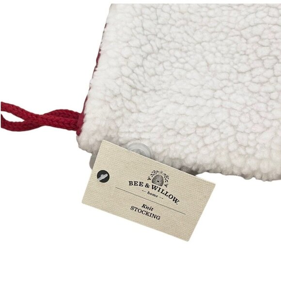 Bee & Willow Christmas Knit Stocking 17" Red White Embroidered Letter A Cuff NEW - Picture 3 of 7